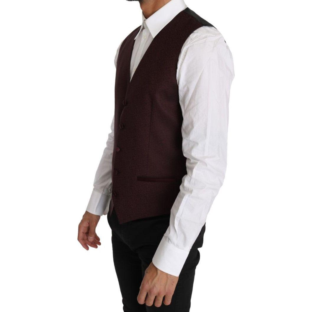 Dolce & Gabbana Purple Pattern Wool Silk Waistcoat Vest Dolce & Gabbana