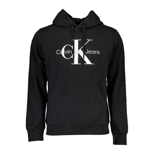 Calvin Klein Sleek Black Cotton Hoodie with Logo Print Calvin Klein