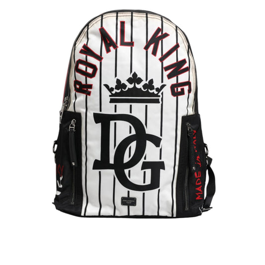 Dolce & Gabbana Black White Vulcano Royal King Print Men Backpack Bag Dolce & Gabbana