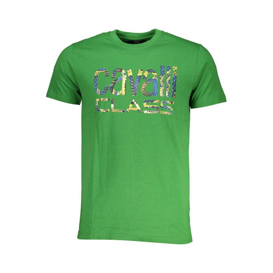 Cavalli Class Green Cotton T-Shirt Cavalli Class