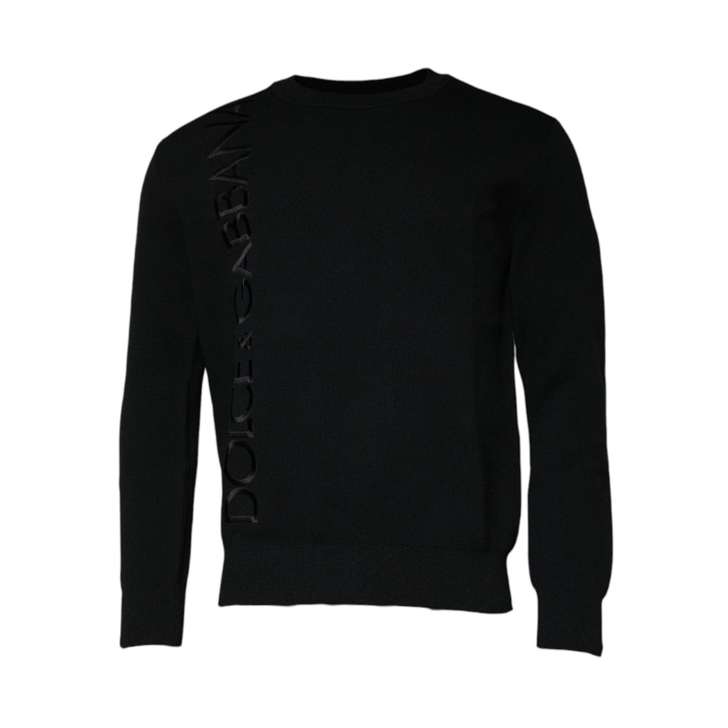 Dolce & Gabbana Black Nylon Logo Crew Neck Pullover Sweater
