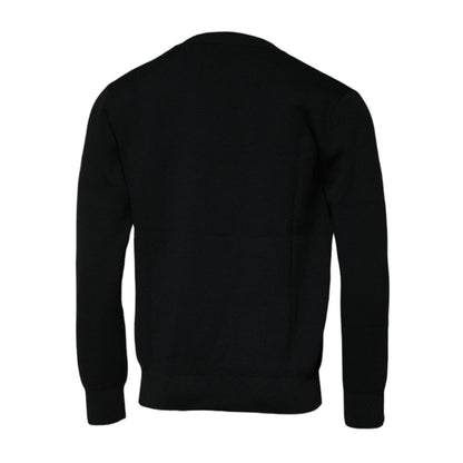 Dolce & Gabbana Black Nylon Logo Crew Neck Pullover Sweater