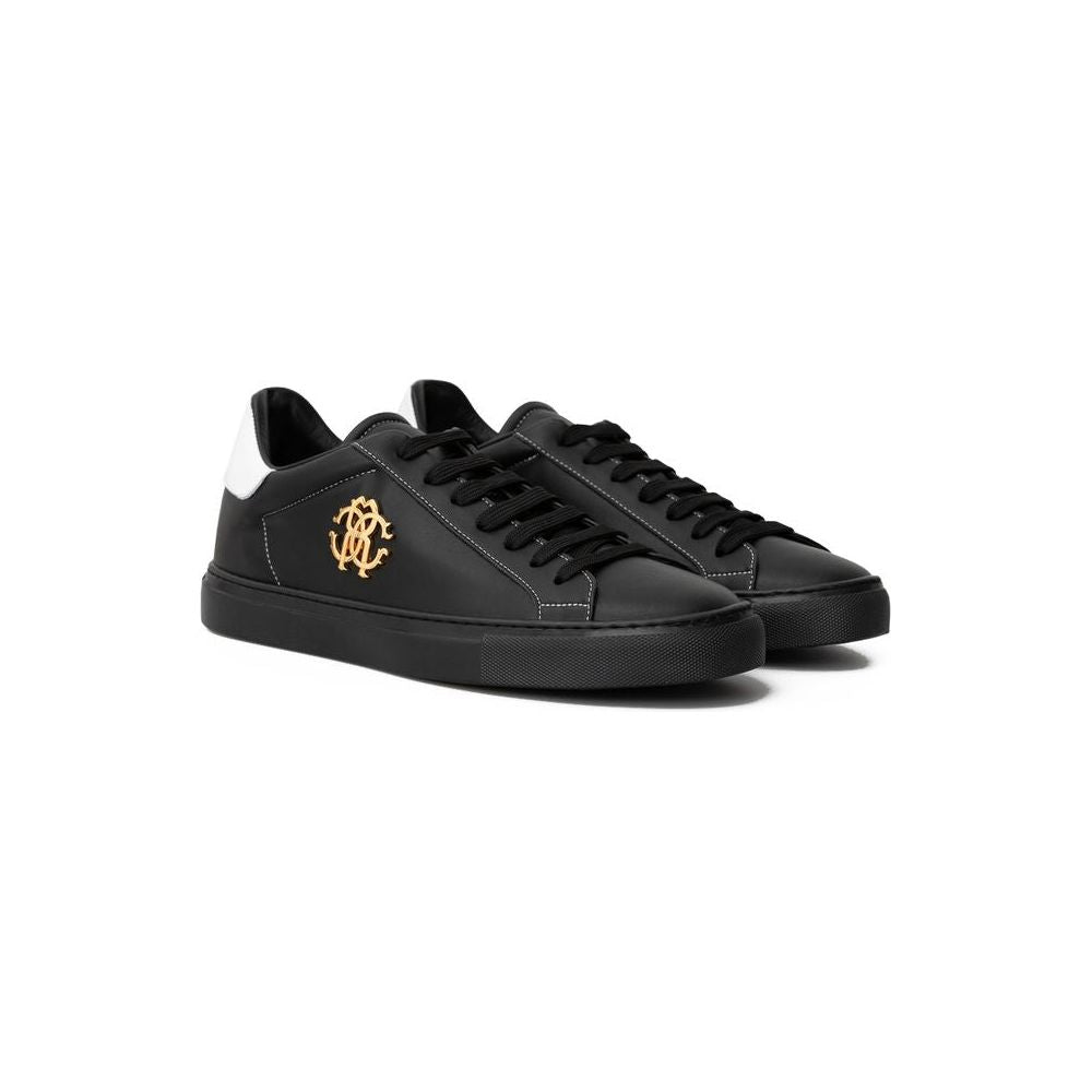 Roberto Cavalli Black Leather Sneaker Roberto Cavalli