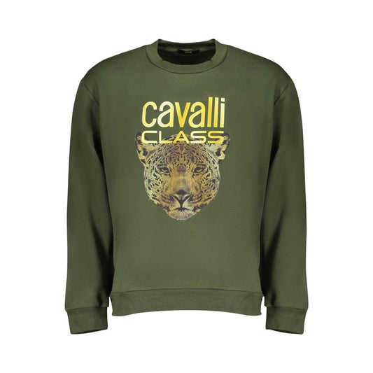 Cavalli Class Elegant Green Fleece Crew Neck Sweatshirt Cavalli Class