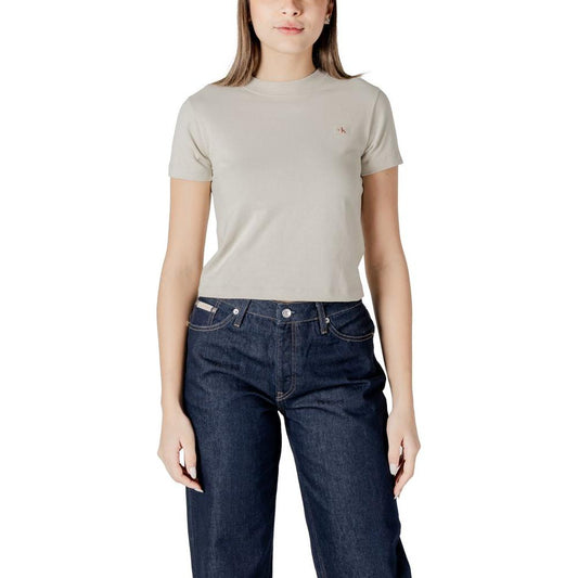 Calvin Klein Jeans Beige Cotton Tops & T-Shirt Calvin Klein Jeans