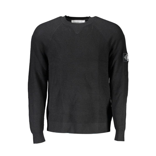 Calvin Klein Elegant Black Wool Sweater - Long Sleeved Crew Neck Calvin Klein