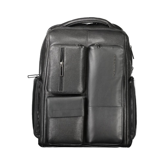 Piquadro Black Leather Men Backpack