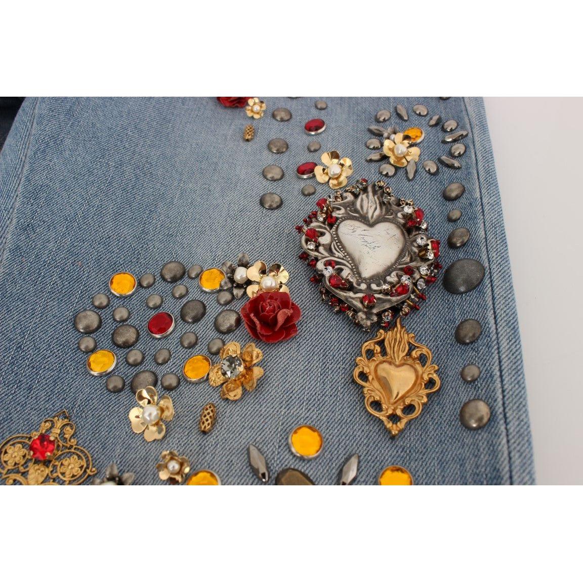 Dolce & Gabbana Enchanted Sicily Crystal Heart Boyfriend Jeans Dolce & Gabbana