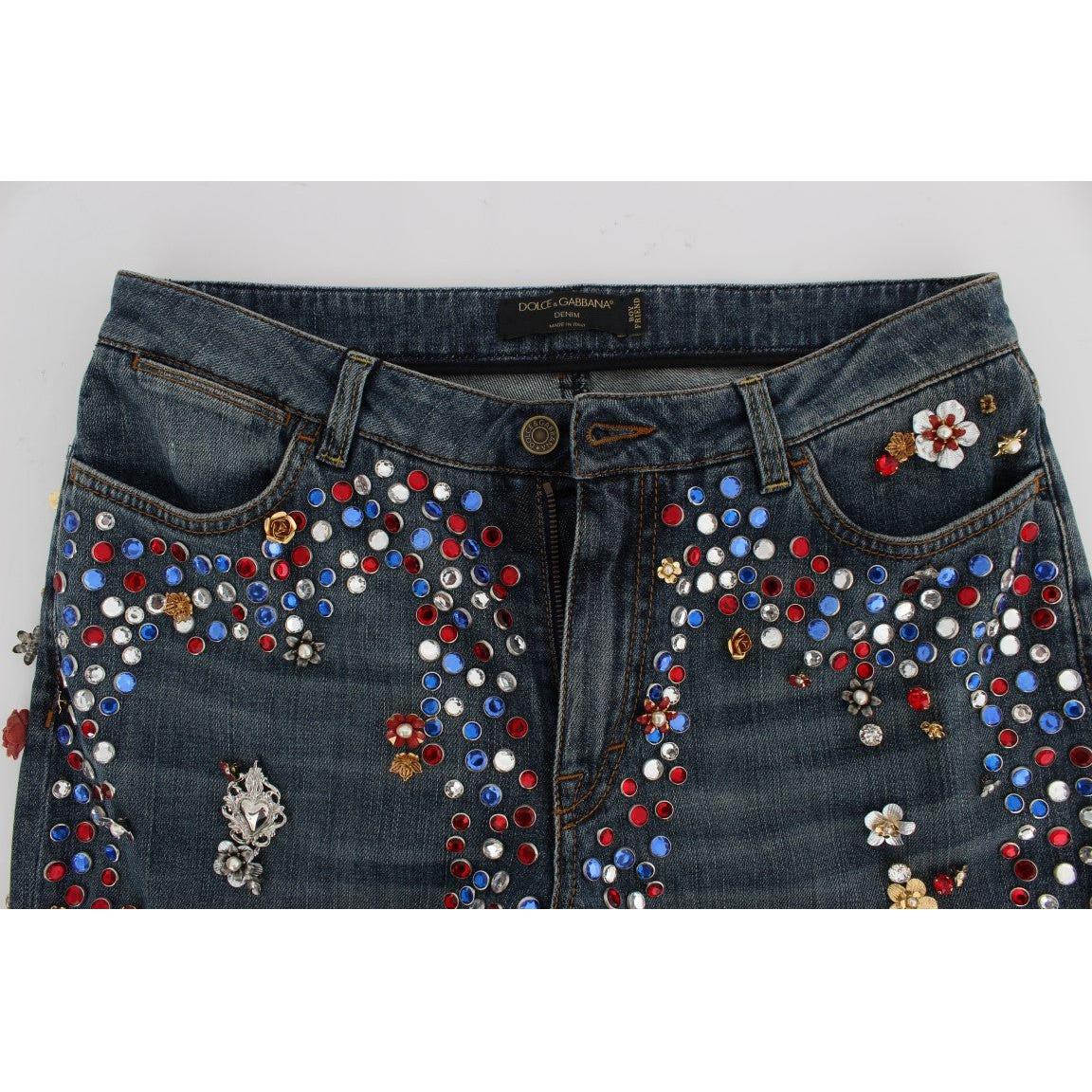 Dolce & Gabbana Enchanted Sicily Crystal Heart Boyfriend Jeans Dolce & Gabbana