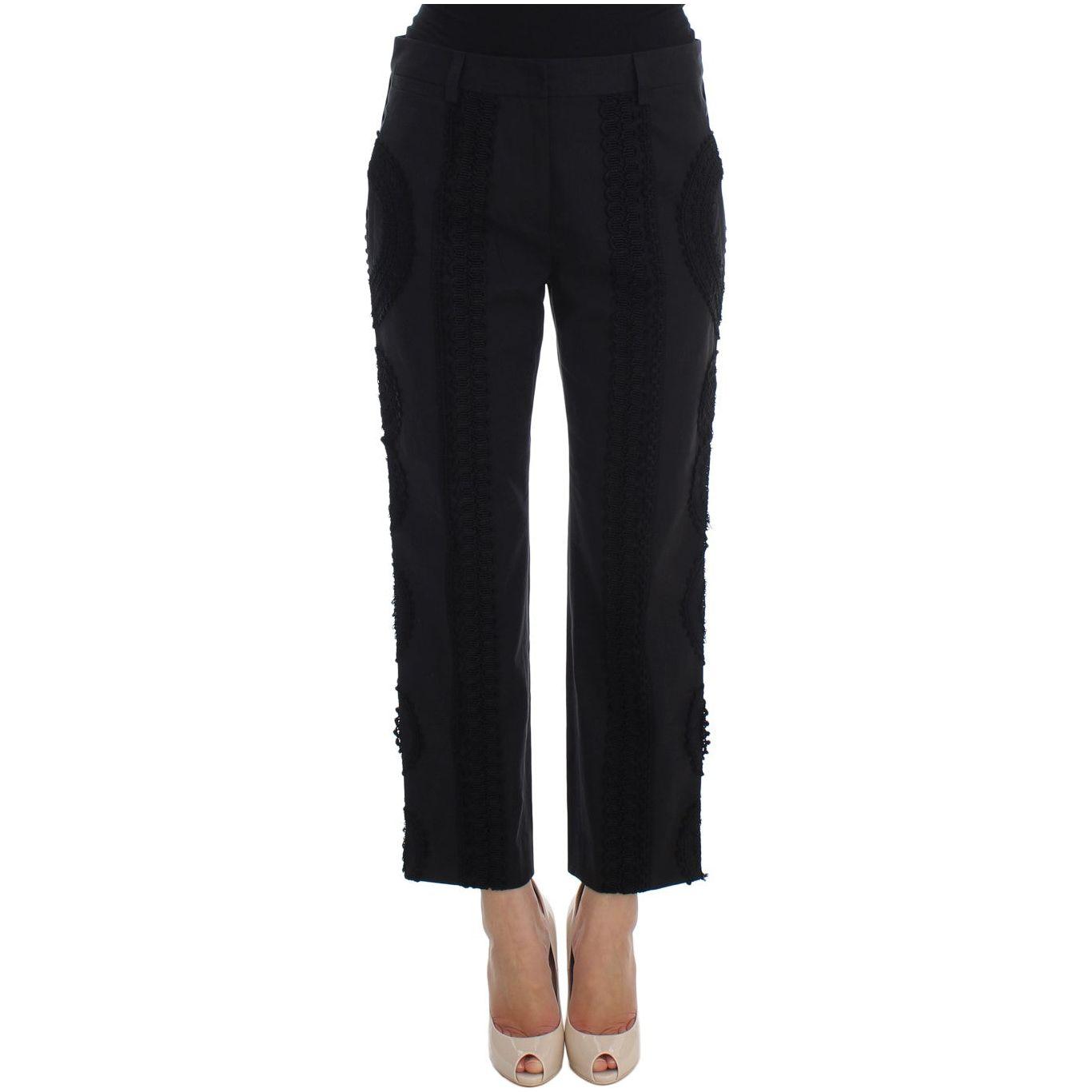 Dolce & Gabbana Black Cotton Stretch Torero Capris Pants Dolce & Gabbana