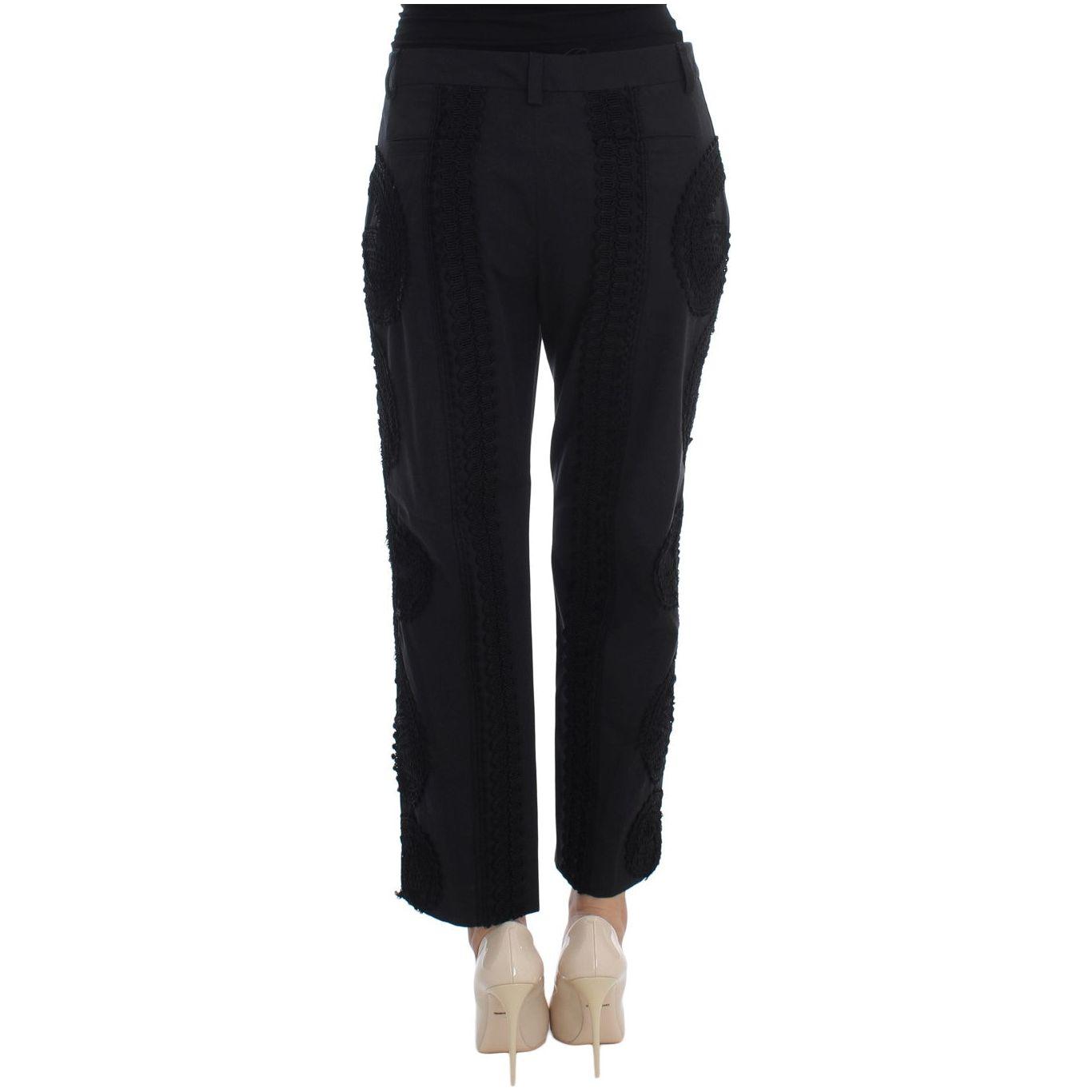 Dolce & Gabbana Black Cotton Stretch Torero Capris Pants Dolce & Gabbana