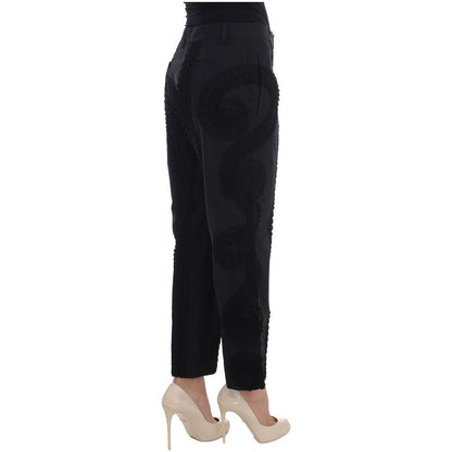 Dolce & Gabbana Black Cotton Stretch Torero Capris Pants Dolce & Gabbana