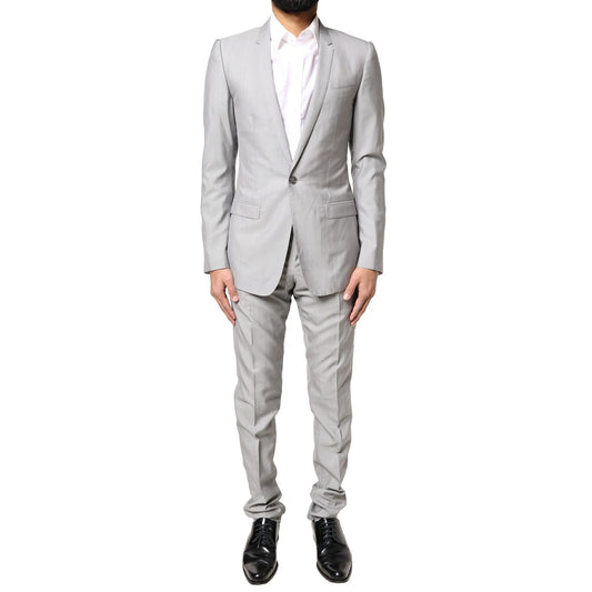 Dolce & Gabbana Light Gray Wool GOLD 2 Piece Formal Suit Dolce & Gabbana