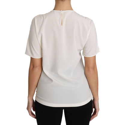 Dolce & Gabbana White Silk Stretch #dgfamily T-shirt