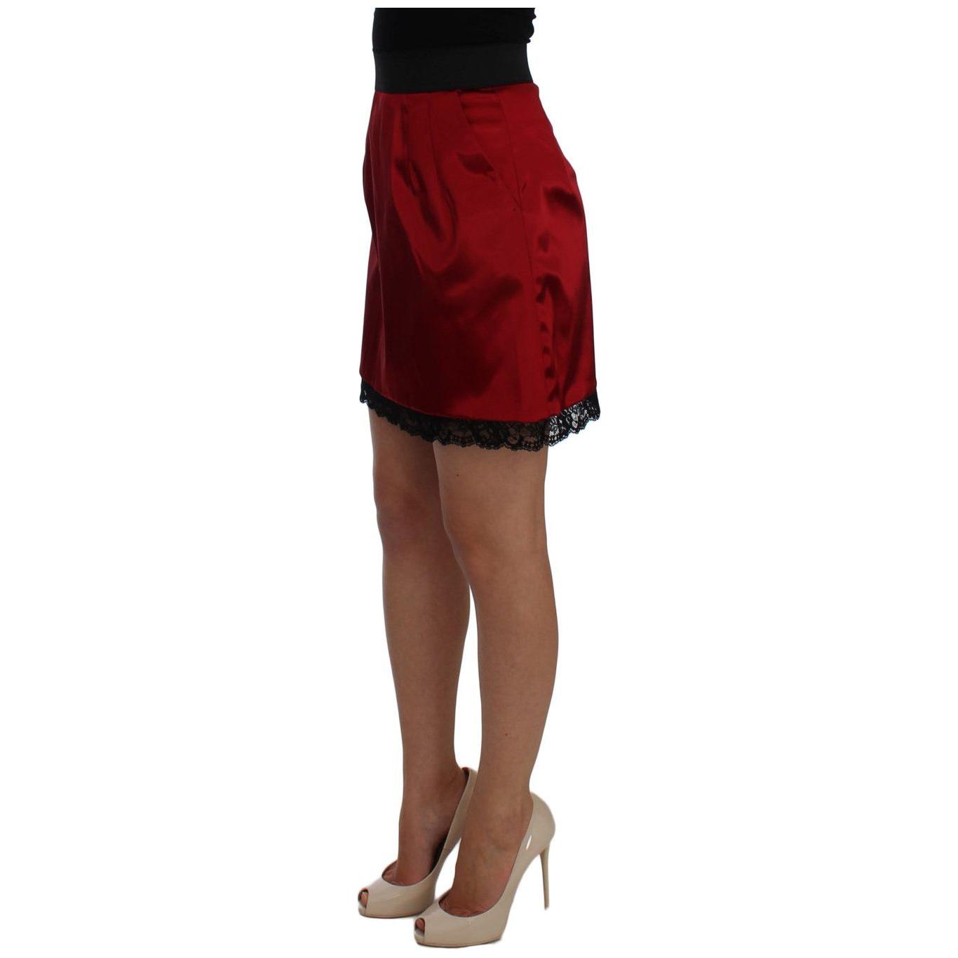 Dolce & Gabbana Elegant Red Lace High-Waist Skirt Dolce & Gabbana