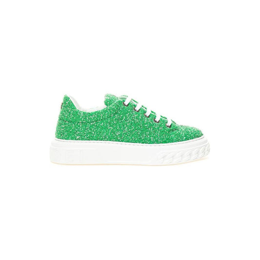 Casadei Green Fabric And Leather Athletic Sneakers