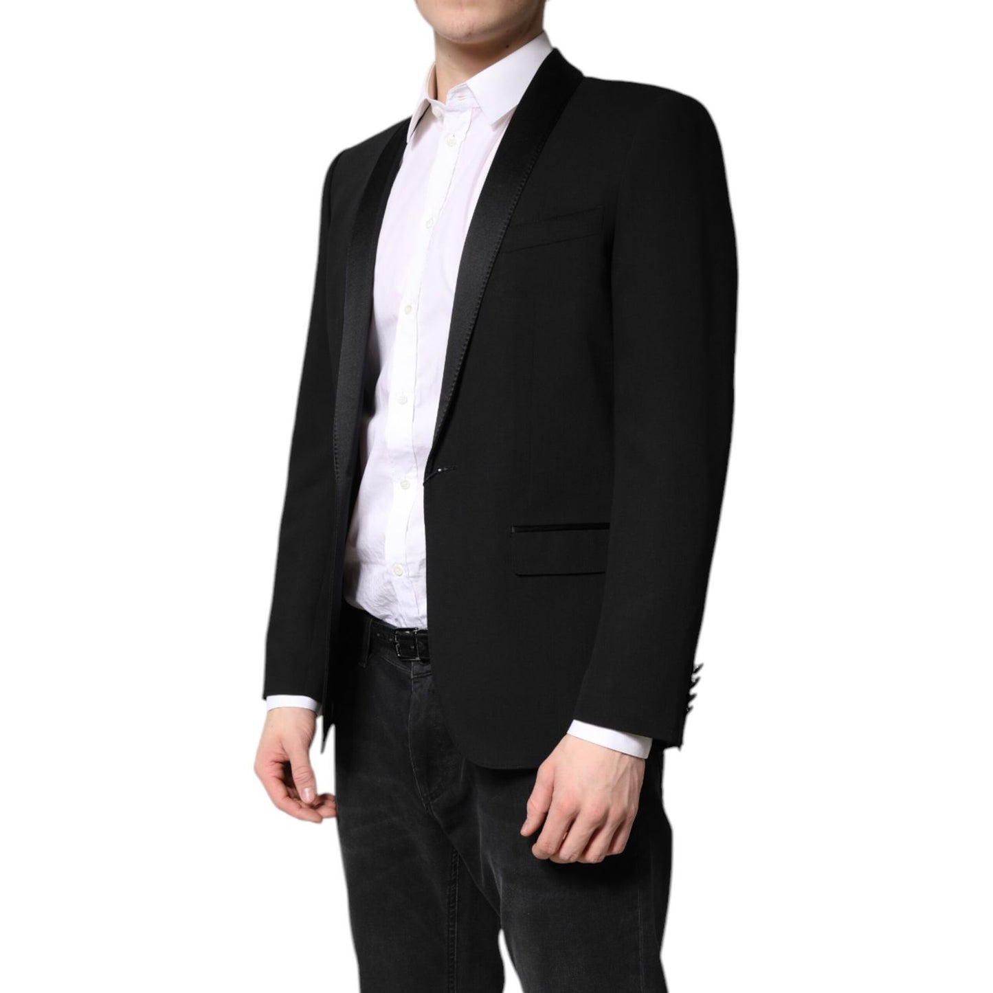 Dolce & Gabbana Black Single Breasted Men Coat MARTINI Blazer Dolce & Gabbana