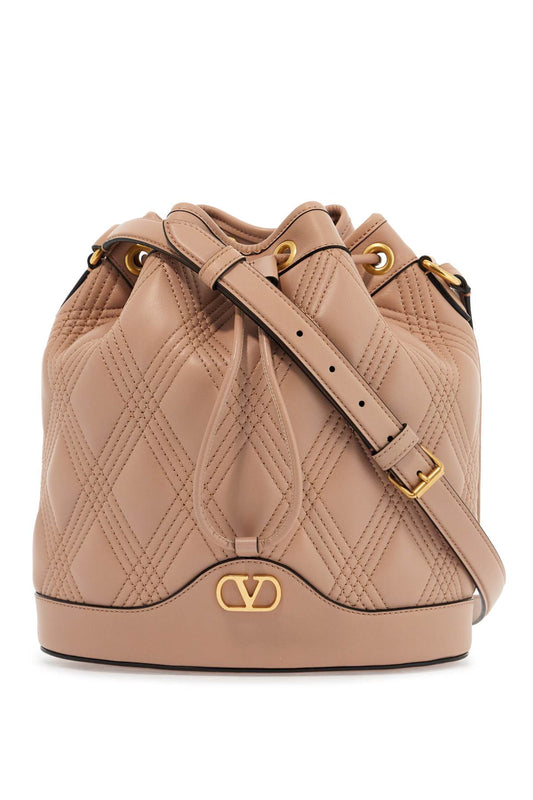 Valentino Garavani quilted pink leather bucket crossbody bag with golden details Handbag Valentino Garavani