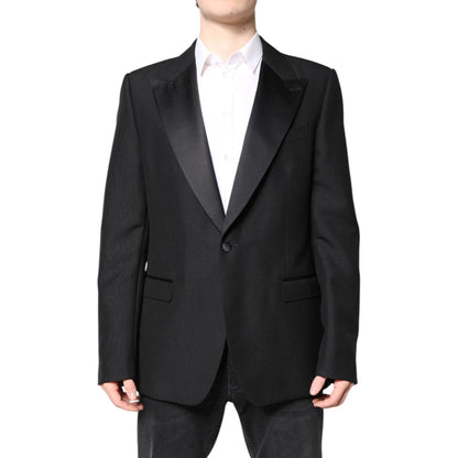 Dolce & Gabbana Black Wool Single Breasted Coat Blazer Dolce & Gabbana