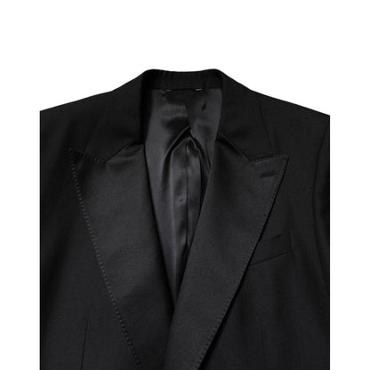 Dolce & Gabbana Black Wool Single Breasted Coat Blazer Dolce & Gabbana