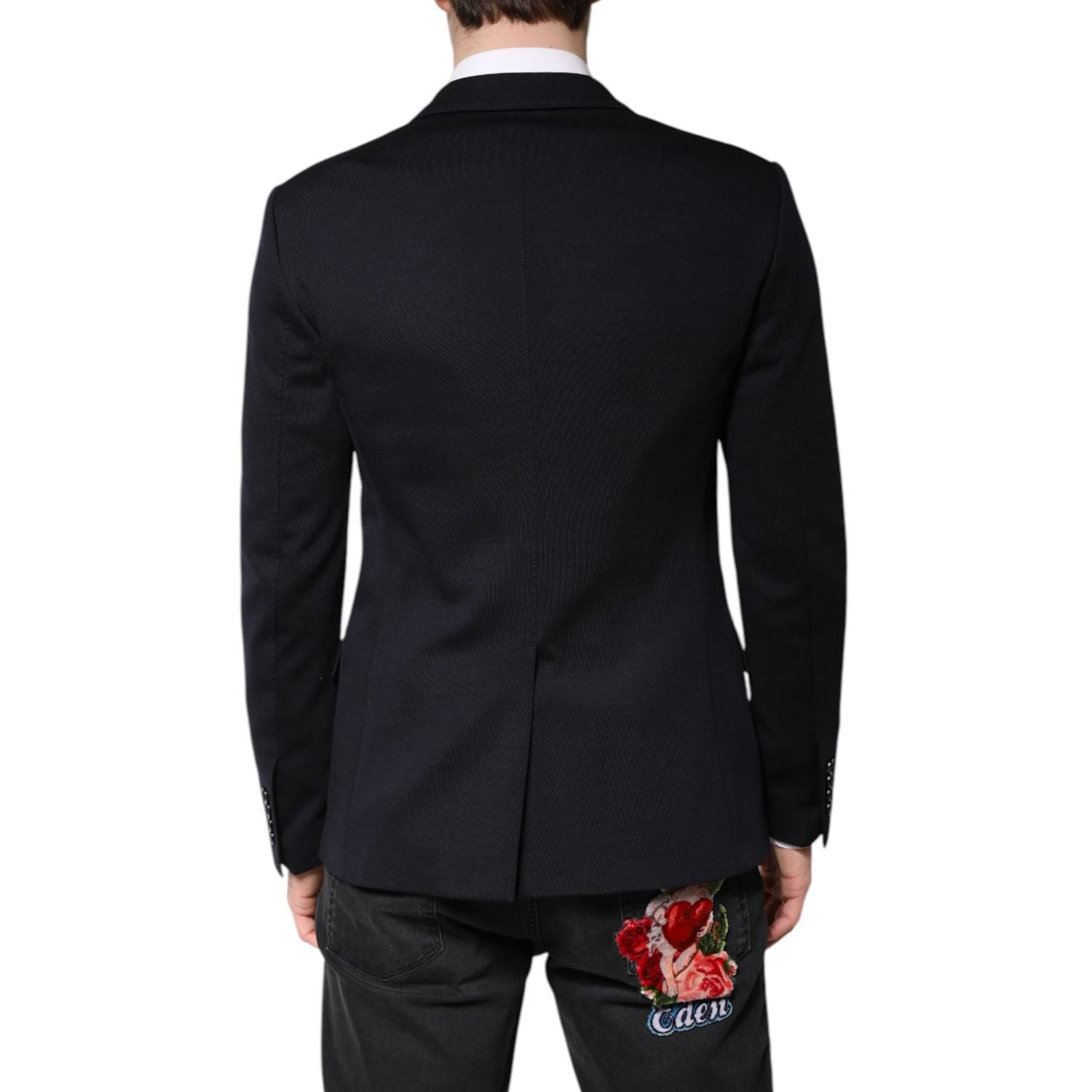 Dolce & Gabbana Black Wool Single Breasted Coat Suit Blazer