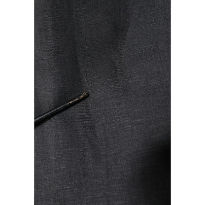 Dolce & Gabbana Black Linen Single Breasted Men Coat Blazer