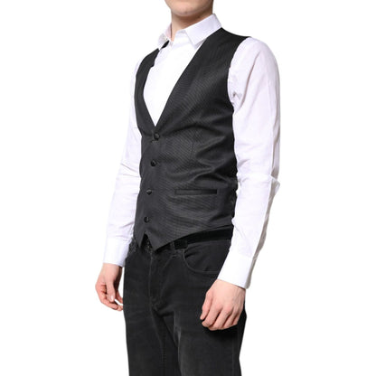 Dolce & Gabbana Black Wool Waistcoat Dress Formal Vest Dolce & Gabbana