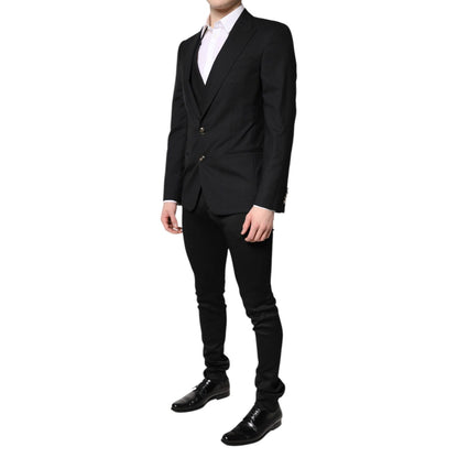 Dolce & Gabbana Black Single Breasted Formal Blazer with Vest