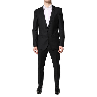 Dolce & Gabbana Black Wool Single Breasted 2 Piece Suit Dolce & Gabbana