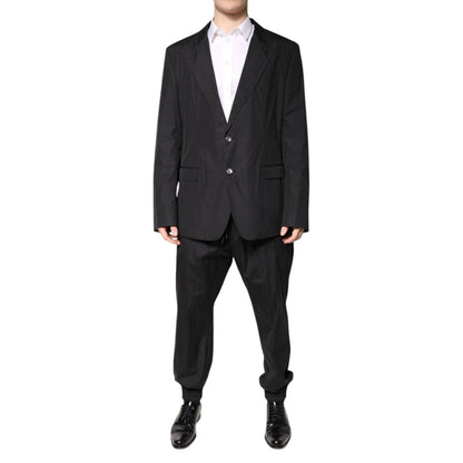 Dolce & Gabbana Black Cotton Single Breasted 2 Piece Suit