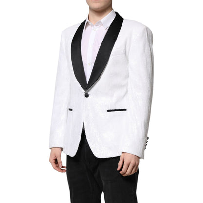 Dolce & Gabbana White Nylon Single Breasted Coat Blazer