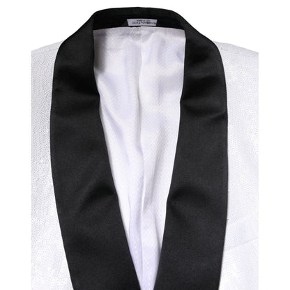 Dolce & Gabbana White Nylon Single Breasted Coat Blazer