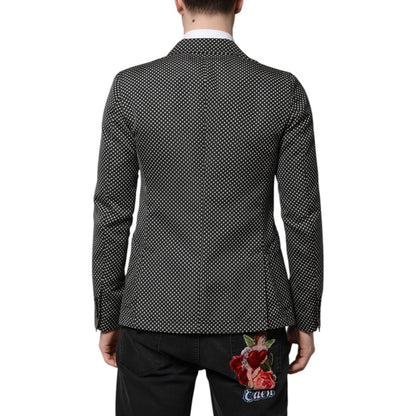 Dolce & Gabbana Black White Patterned Men Suit Coat Blazer