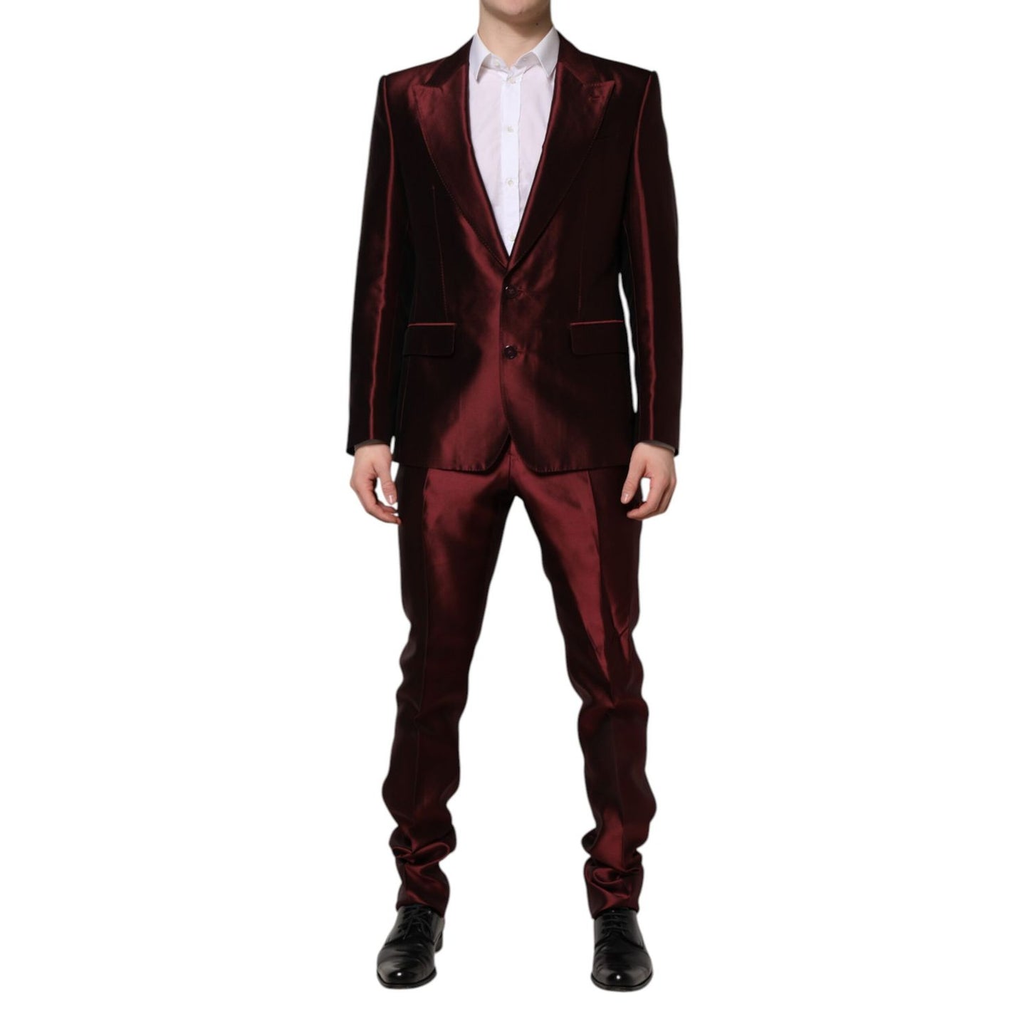 Dolce & Gabbana Bordeaux Silk 2 Piece Single Breasted Suit