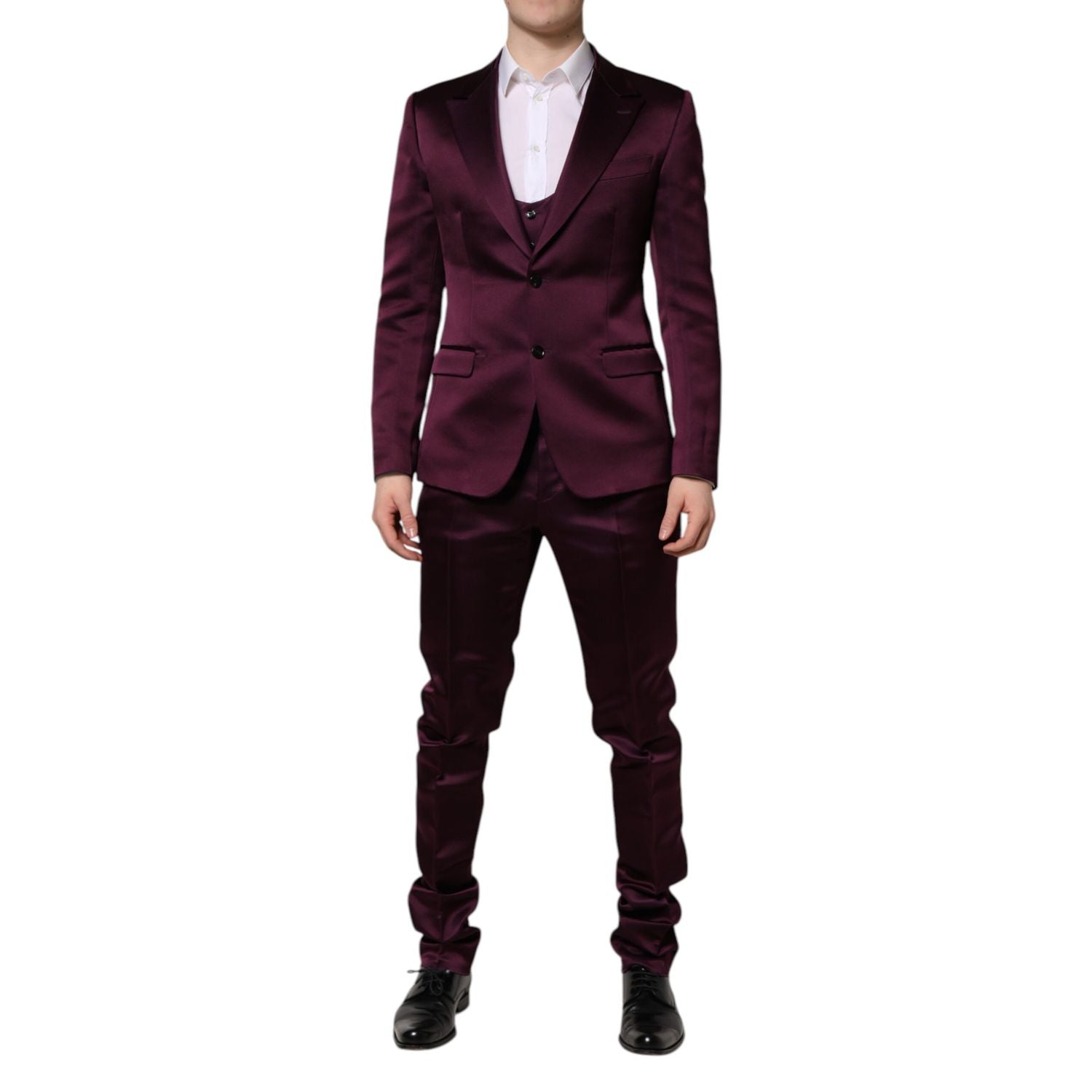 Dolce & Gabbana Dark Purple Silk 3Piece Single Breasted Suit