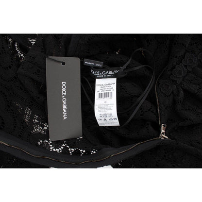 Dolce & Gabbana Black Ricamo Knitted Full Length Maxi Dress