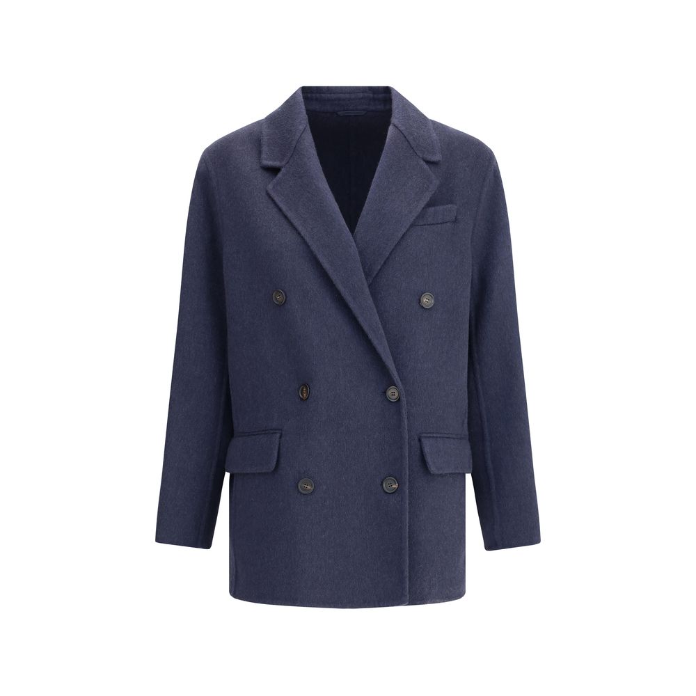 Brunello Cucinelli Blue Cashmere Coat