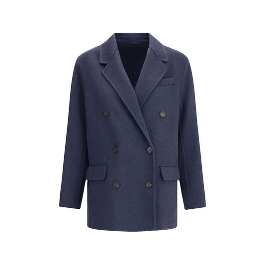 Brunello Cucinelli Blue Cashmere Coat Brunello Cucinelli
