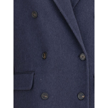Brunello Cucinelli Blue Cashmere Coat
