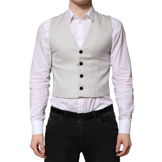 Dolce & Gabbana Gray Wool Dress Formal Men Waistcoat Vest Dolce & Gabbana