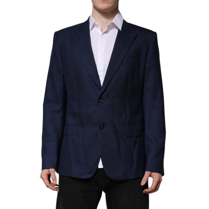 Dolce & Gabbana Blue Wool Single Breasted Suit Coat Blazer