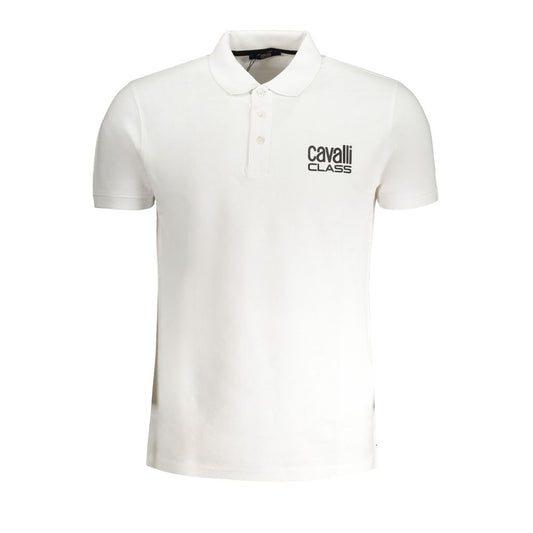 Cavalli Class Bianco Cotton Men Polo Shirt