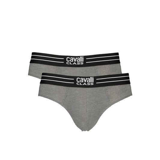Cavalli Class Gray Cotton Briefs Cavalli Class