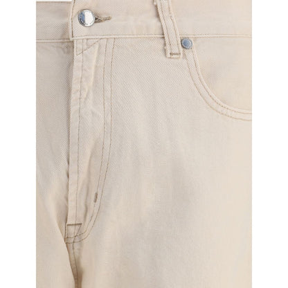 7FOR Beige Cotton Straight-Leg Jeans