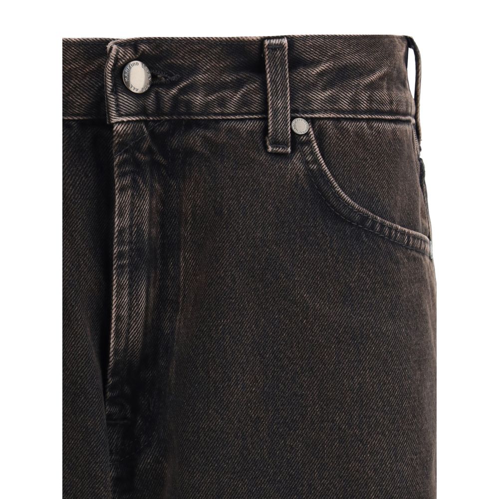 7FOR Black Cotton Straight-Leg Jeans