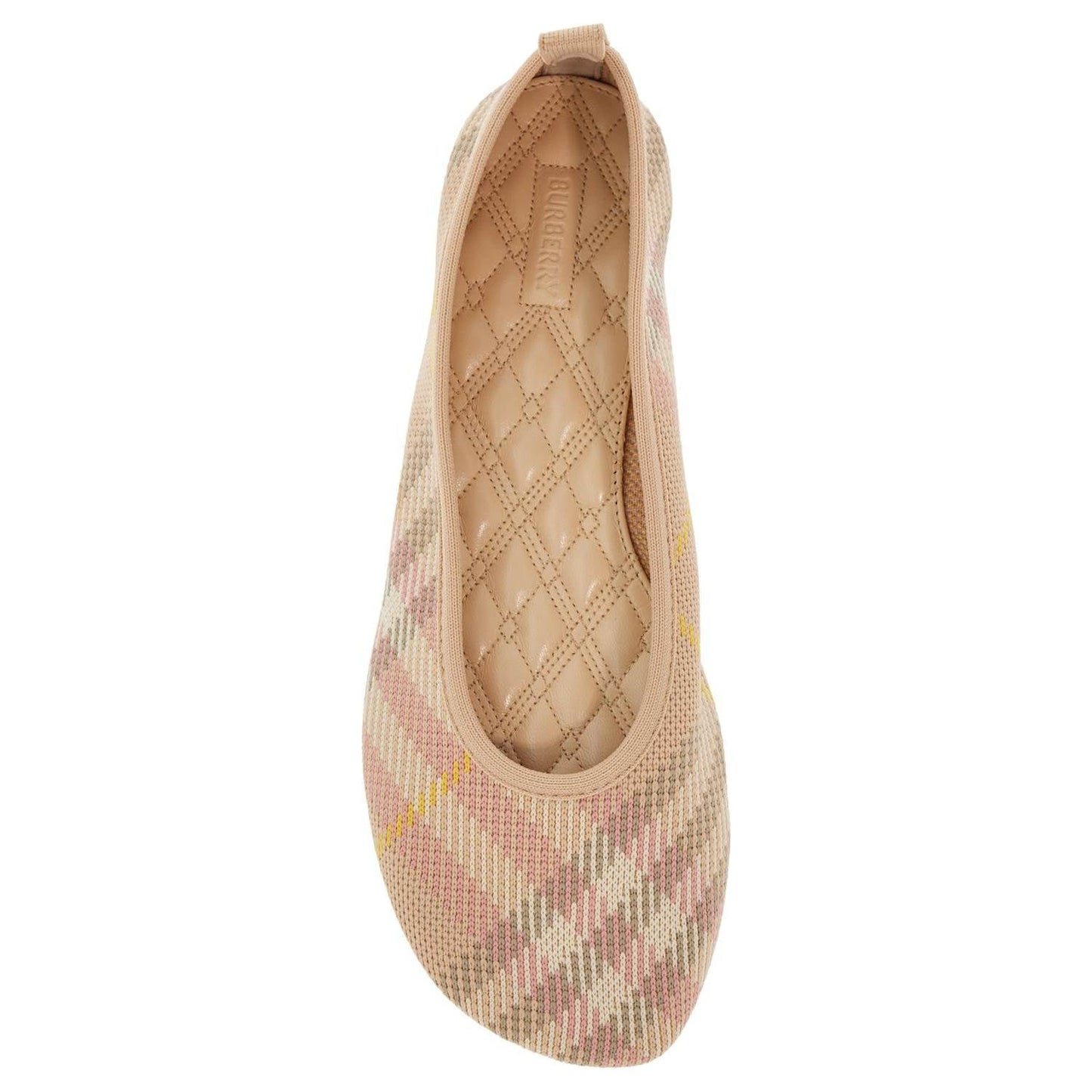 Burberry beige check knit ballerinas with rubber sole