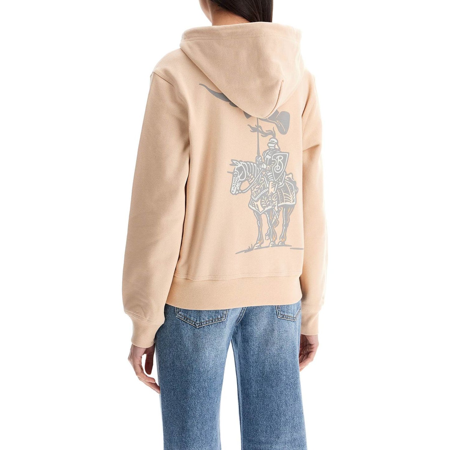 Burberry beige cotton hoodie with knight illustration