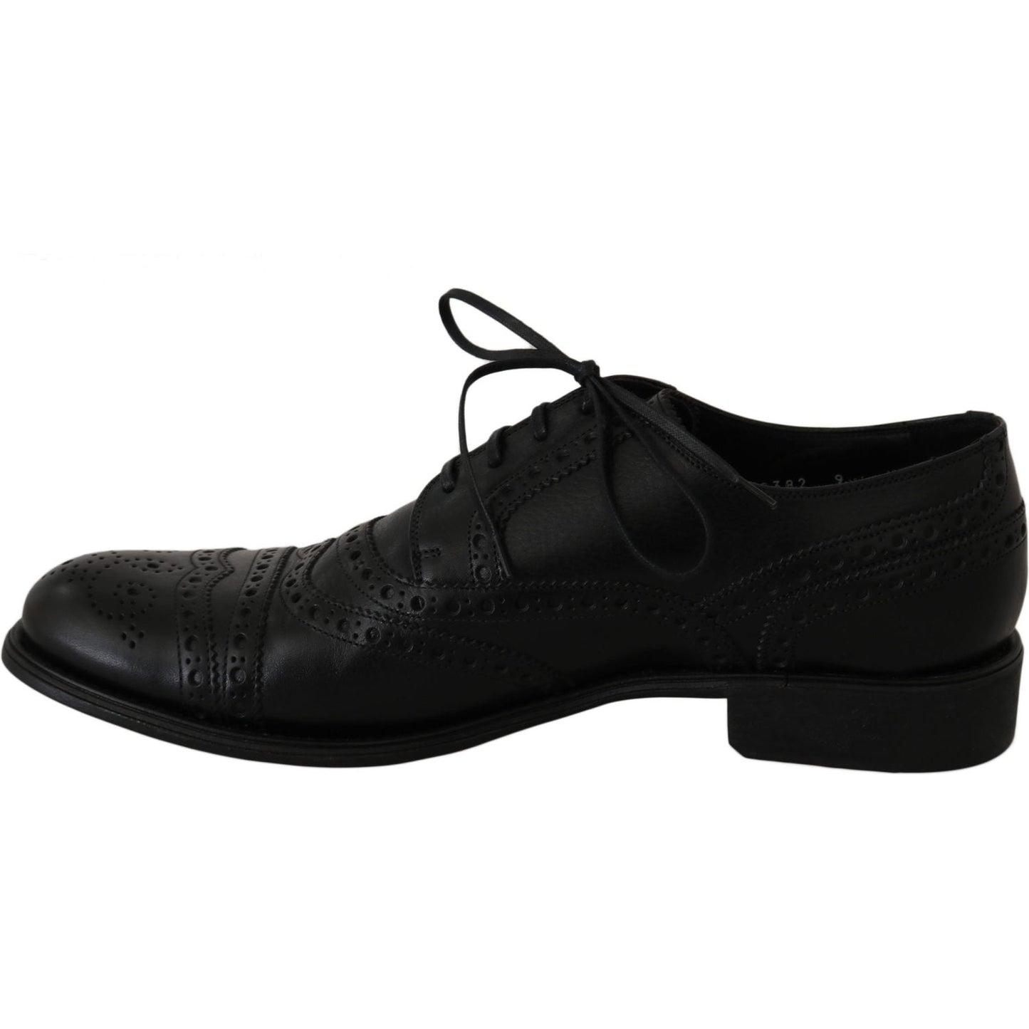 Dolce & Gabbana Elegant Black Leather Derby Wingtip Dress Shoes Dress Shoes Dolce & Gabbana