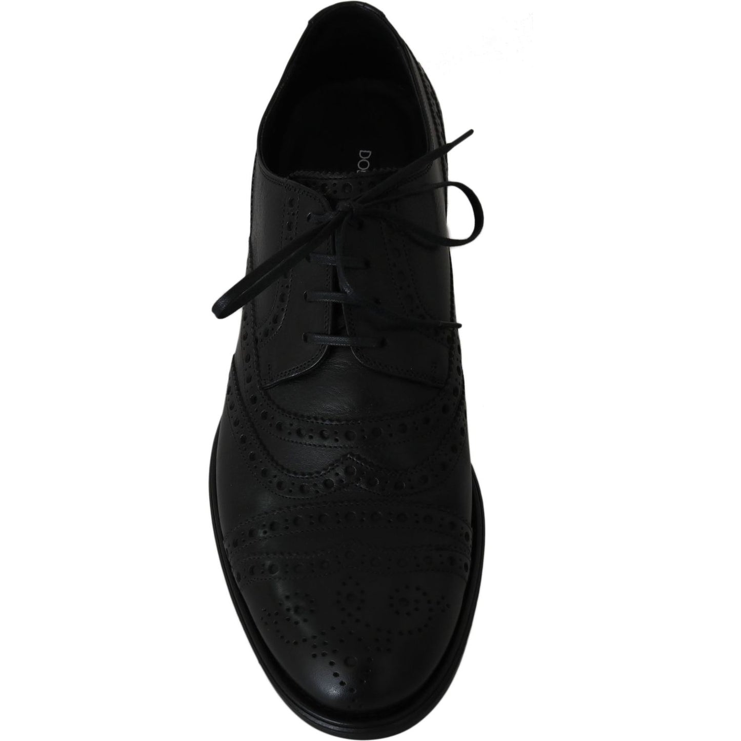 Dolce & Gabbana Elegant Black Leather Derby Wingtip Dress Shoes Dress Shoes Dolce & Gabbana