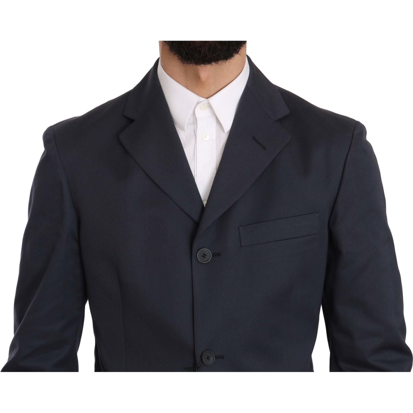 Romeo Gigli Two Piece 3 Button Cotton Blue Solid Suit Romeo Gigli